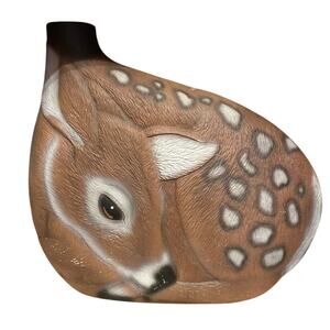 VINTAGE Nature Fawn Deer Whimsy Cottage Vase